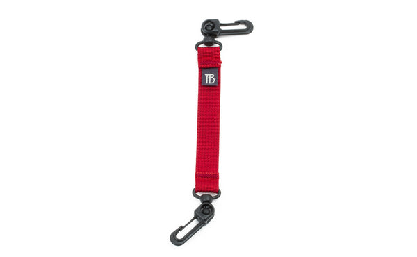 An 8-inch Iberian (red) Key Strap with a snaphook at either end.